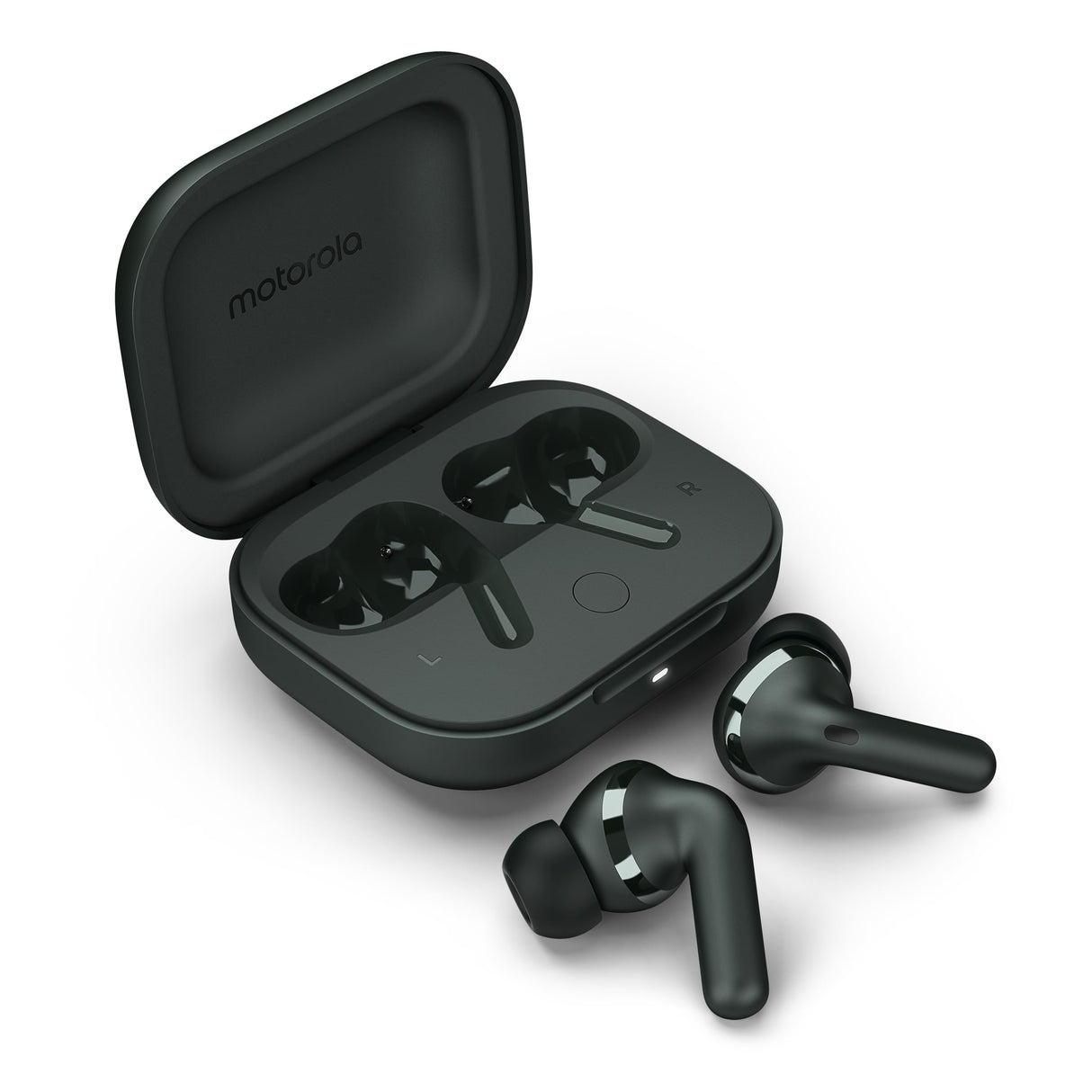 Motorola Moto Buds Plus, Auriculares Inalámbricos, Reducción de Ruido Activa, Auriculares Bluetooth, Sonido Espacializado Dolby Atmos, Autonomía hasta 38h, Carga Inalámbrica