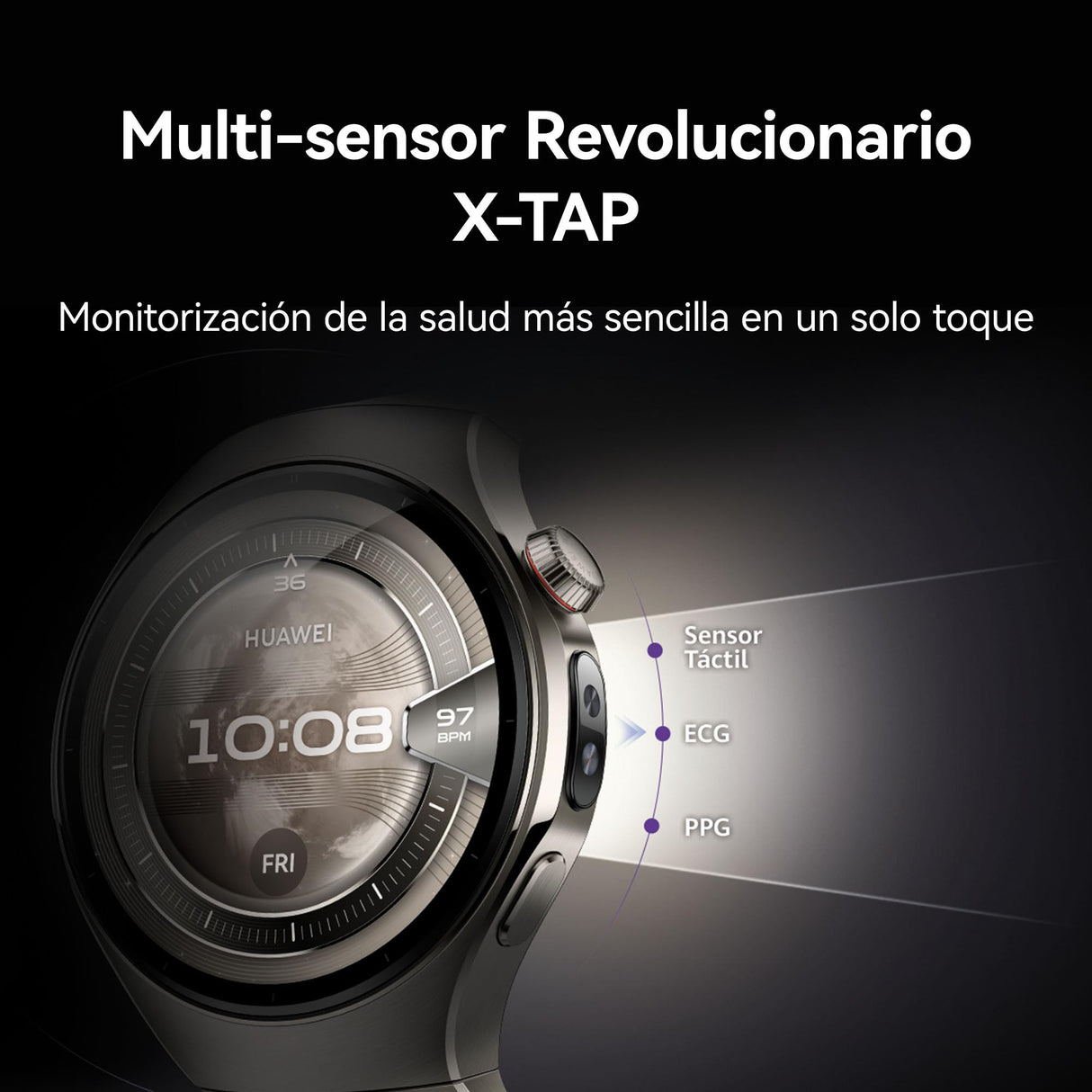 HUAWEI Watch 5, 46mm Smartwatches, Multi-Sensor Revolucionario X-Tap, SpO2 con la Yema del Dedo, Health Glance, Pago NFC, ECG, HRV, eSIM, Android & iOS, Morado
