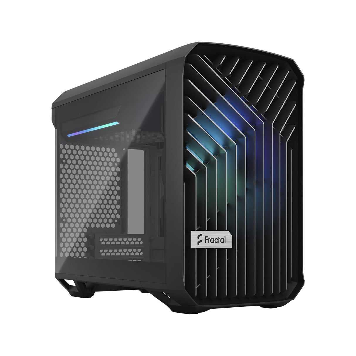 Fractal Design Torrent Nano RGB Black - Light Tint Tempered Glass Side Panels - Open Grille for Maximum Air Intake - 180mm RGB PWM Fan Included - Type C - mATX Airflow Mini Tower PC Gaming Case