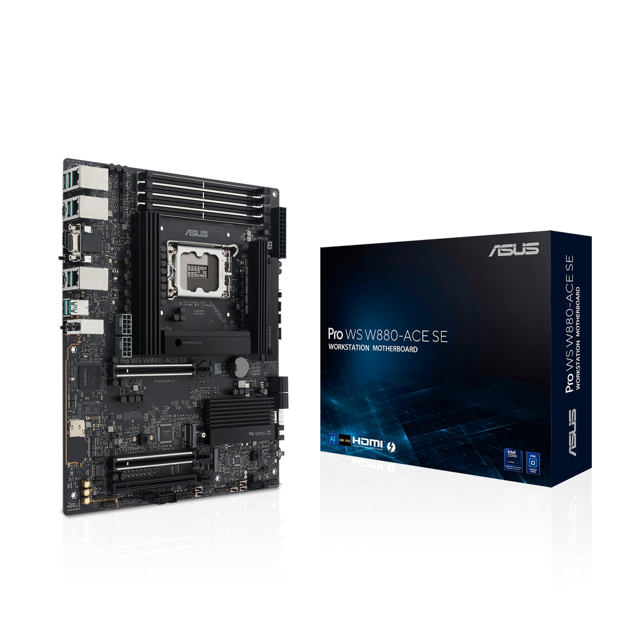 ASUS Pro WS W880-ACE SE - Placa Base para estación de Trabajo (Intel LGA1851 (ATX, PCIe 5.0, DDR5, Ethernet Dual de 2,5 GB, 4 M.2, BIOS Flashback, refrigeración AI)