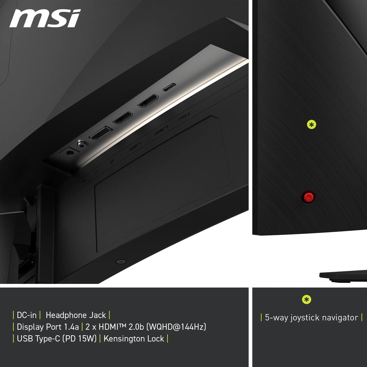 MSI mag 325CQF Monitor Curvo Gaming 32" WQHD - 1000R 2560 x 1440 Rapid VA Panel, 180 Hz / 0.5ms (GtG, Min.), Adaptive Sync - DP 1.4a, HDMI 2.0b CEC, USB Type-C (DP alt. c/ 15W PD)