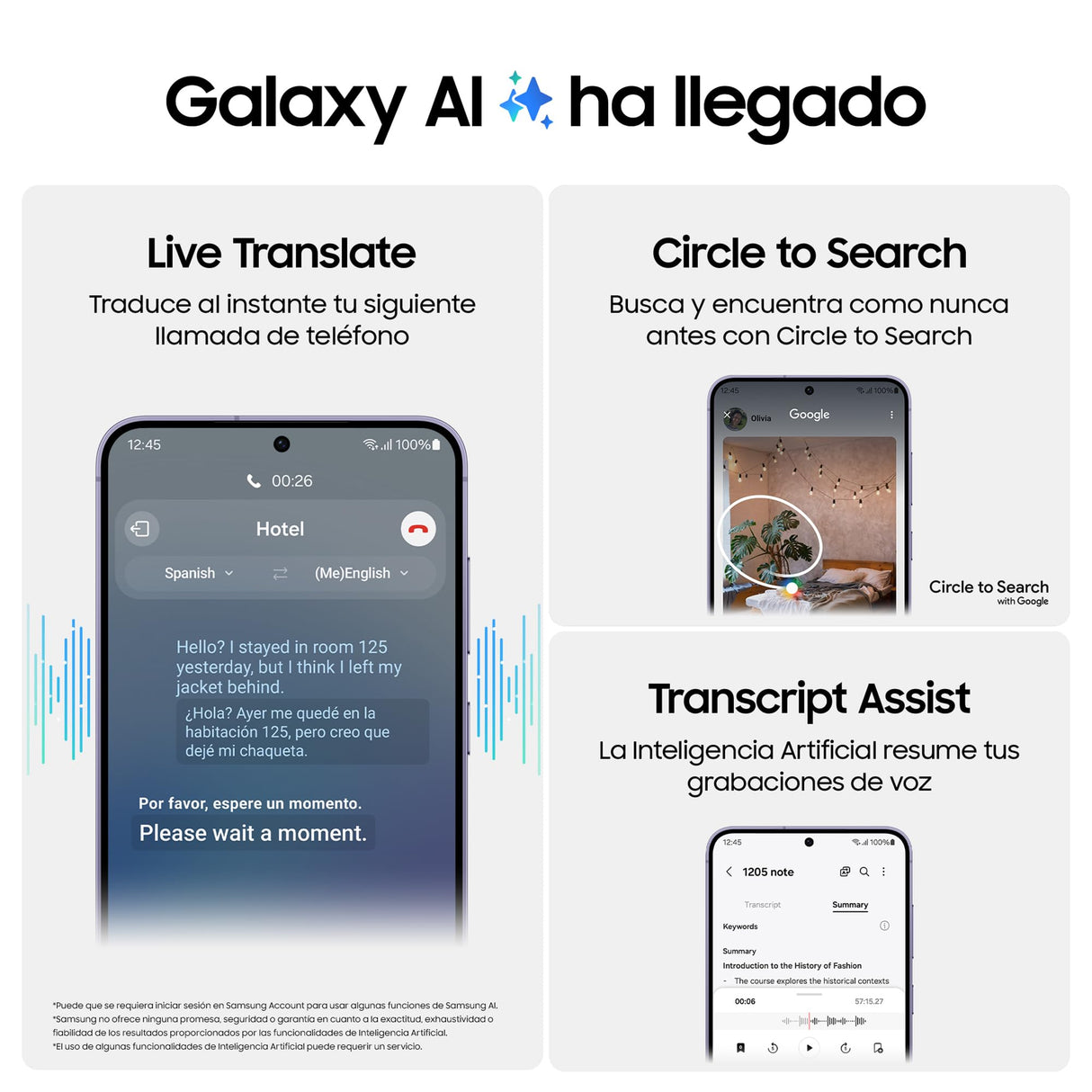 Samsung Galaxy S24 y Cargador 45W, Teléfono Móvil con IA, Smartphone Android, 8 GB RAM, 256 GB Almacenamiento, Cámara 50MP, Batería Larga Duración, Violeta Cobalt (Versión Española)
