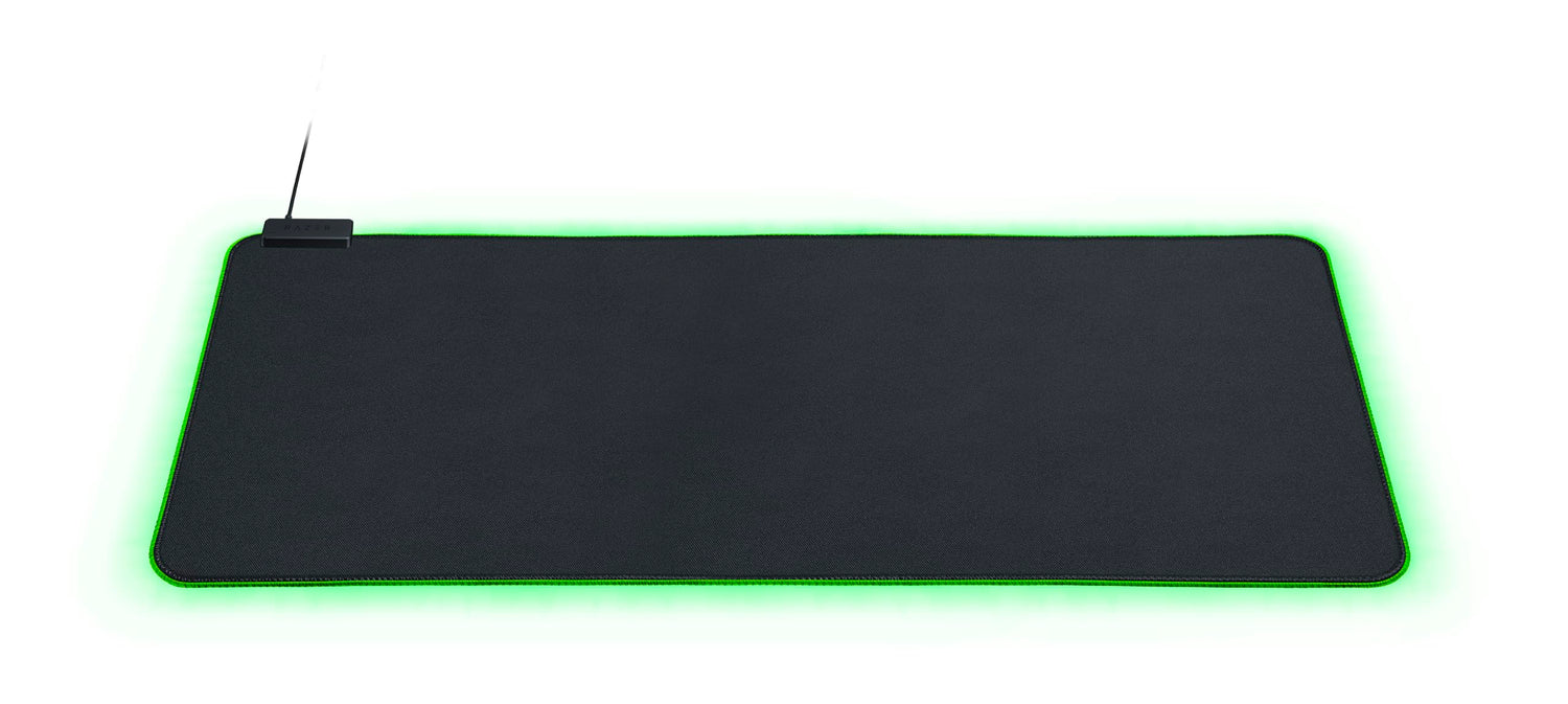 Razer Goliathus Extended Chroma - Alfombrilla suave para juegos con iluminación RGB (soporte para cables, superficie de tela, borde cosido, optimizado para todos los ratones) Negro