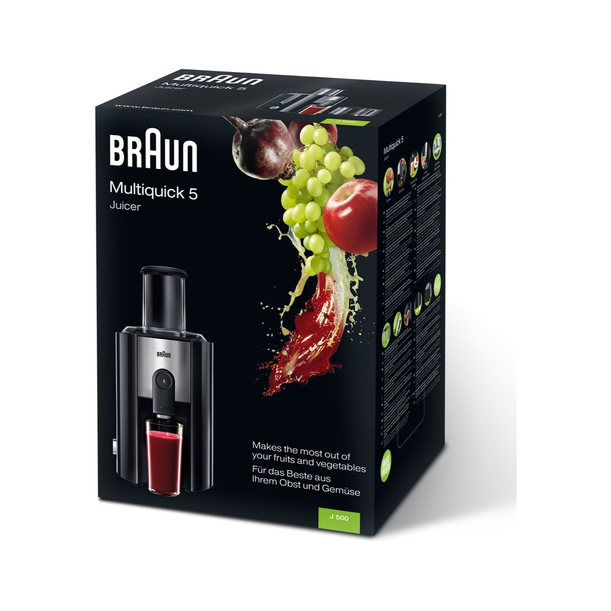 Braun J500- Licuadora Multiquick Juicer 900W e innovador sistema antigoteo