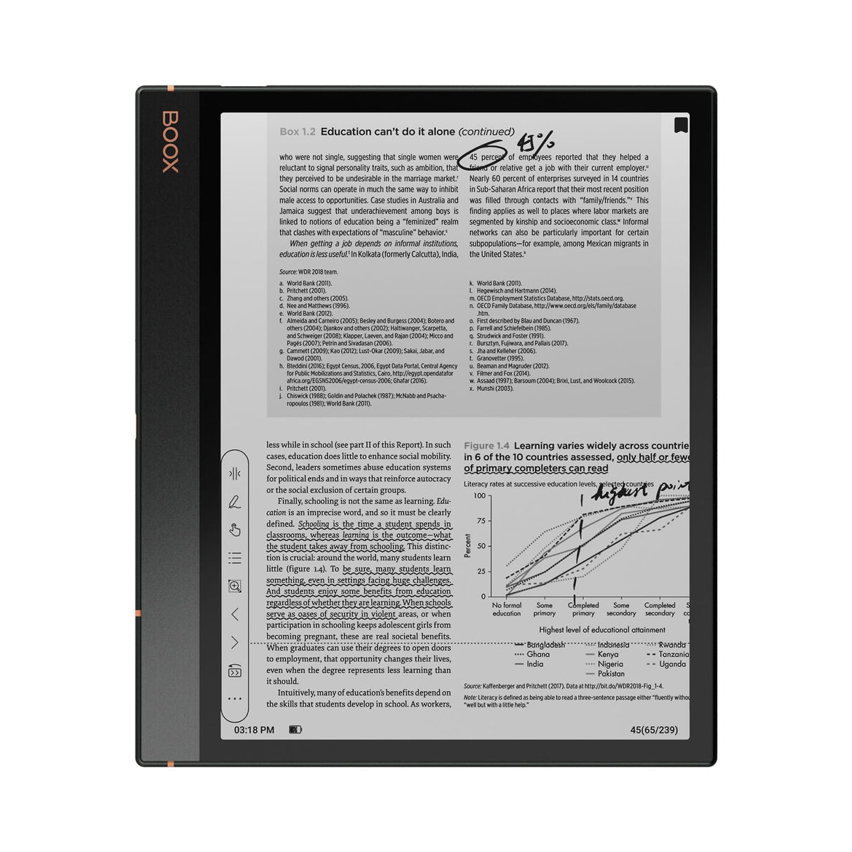 BOOX Tablet Note Air3 10.3 Pulgadas Monocromo ePapel Tablet 64 GB Android 12 E-Ink G-Senser WiFi (227 ppi)