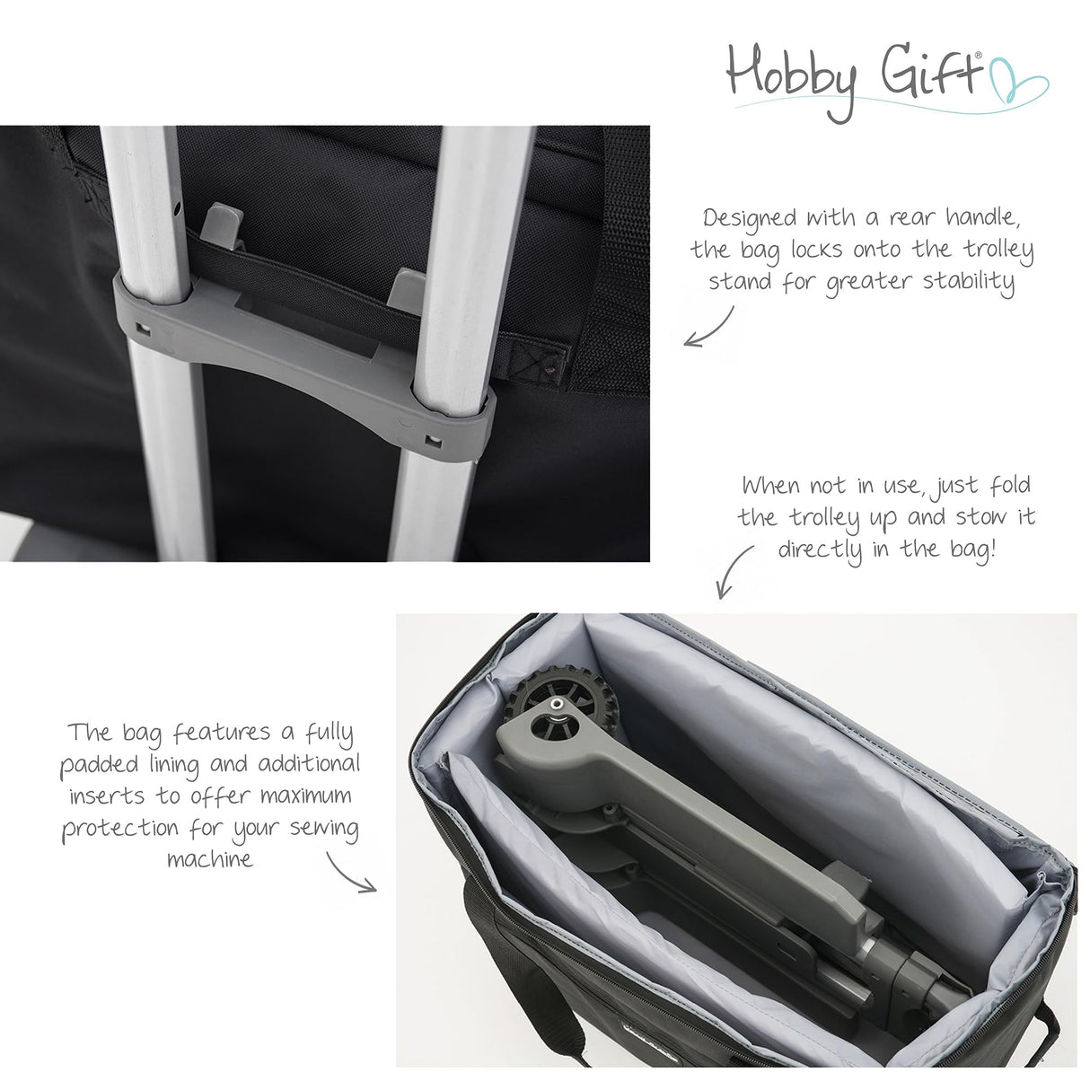 Hobby Gift Hobbygift Bolsa de Almacenamiento para máquina de Coser, Tela, Negro, L