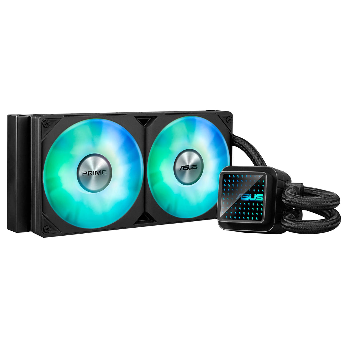 ASUS Prime LC 240 ARGB - Sistema de refrigeración líquida para CPU todo en uno con zona de contacto con la CPU y canales con aletas, bloque de agua con lentes de espejo infinito y ventiladores ARGB