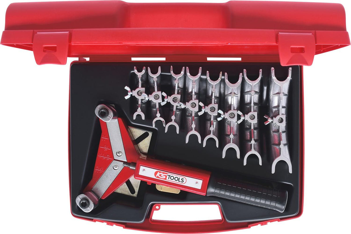 KS Tools 203.1200 Juego para curvar tubos con una mano y con carraca 10-22mm, 9 pzs