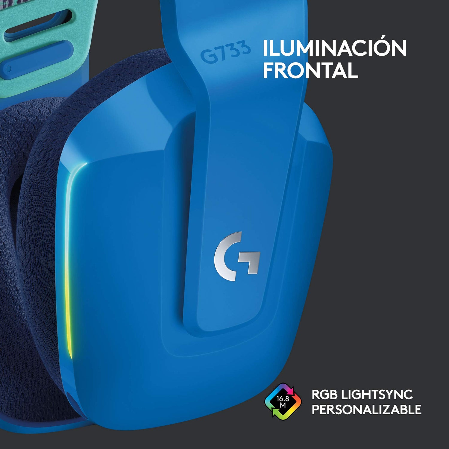 Logitech G733 LIGHTSPEED Auriculares con Micrófono Inalámbricos para Gaming con Diadema con Suspensión, LIGHTSYNC RGB, Tecnología de Micrófono Blue VO!CE, Ligeros, 29h de Batería, PC, PS4, PS5, Azul