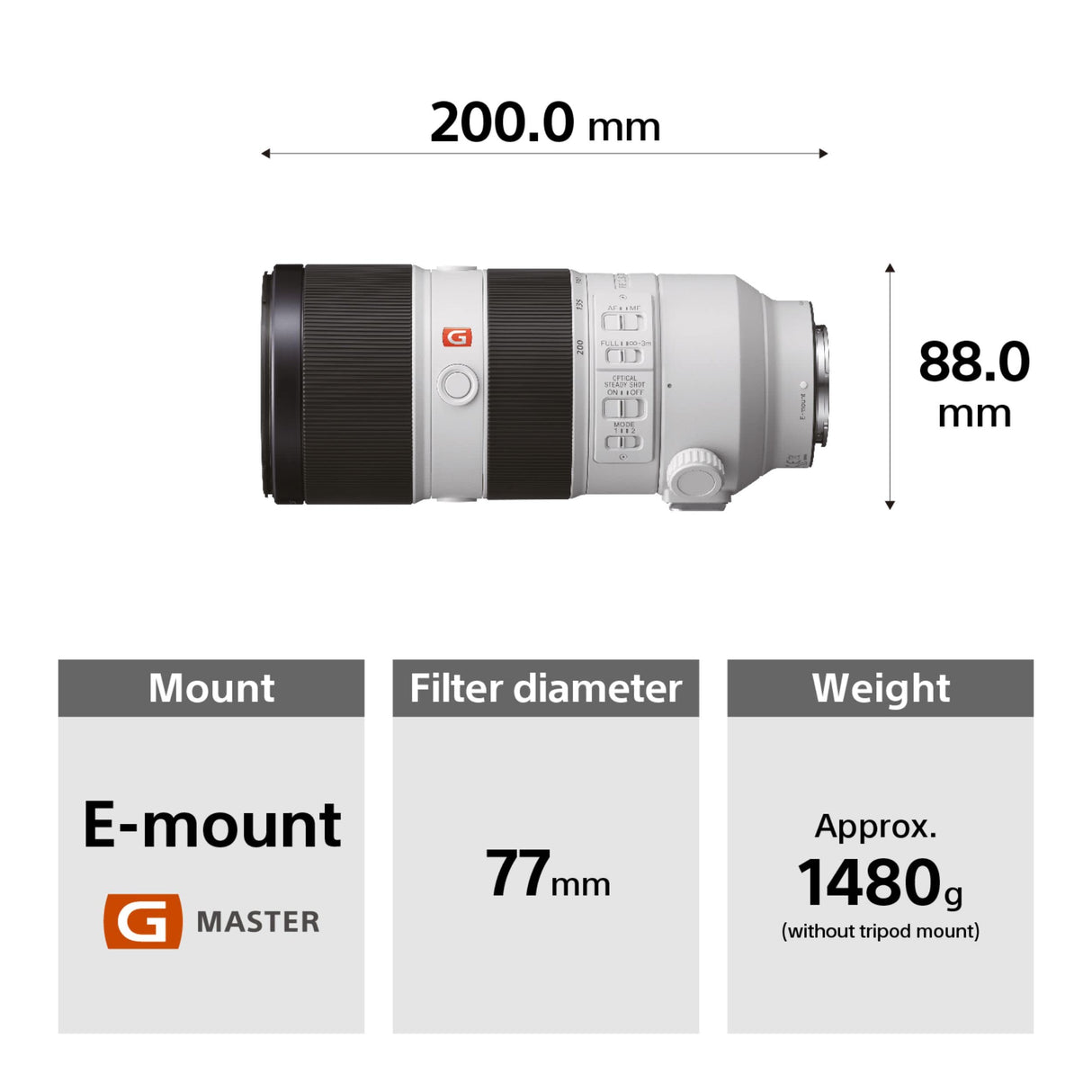 Sony FE 70-200 mm f/2.8GM OSS | Lente Prime de fotograma completo, superteleobjetivo (SEL70200GM)