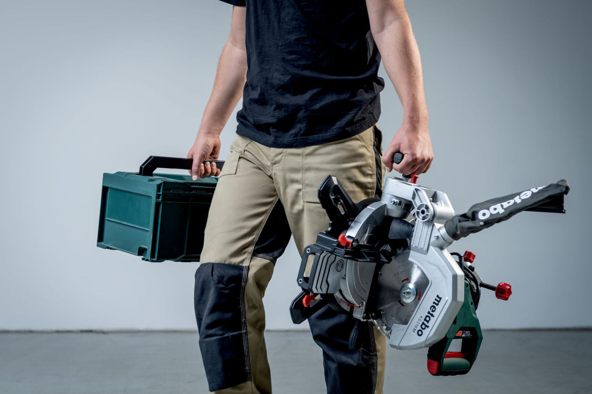 metabo KS 216 M 610216900 - Juego de sierra tronzadora (caja con 2 hojas de metal duro, inclinación de la hoja de sierra, ampliaciones de mesa integradas)