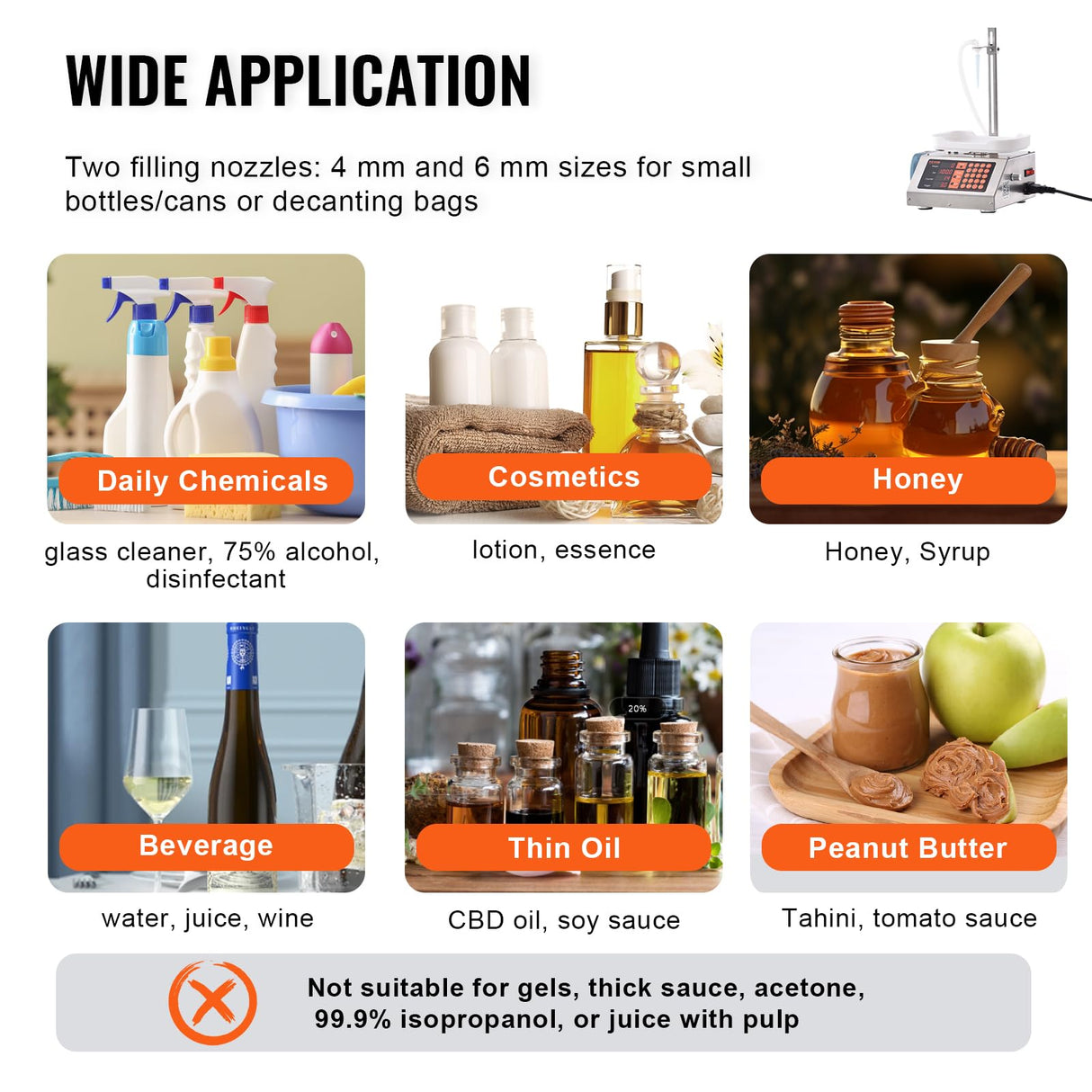 VEVOR Máquina Automática de Llenado de Líquidos Capacidad de Pesaje 5-300 g Llenadora de Botellas Bomba Peristáltica de Control Digital para Leche, Agua, Vino, Bebidas, Salsa de Soja, Boquilla Única