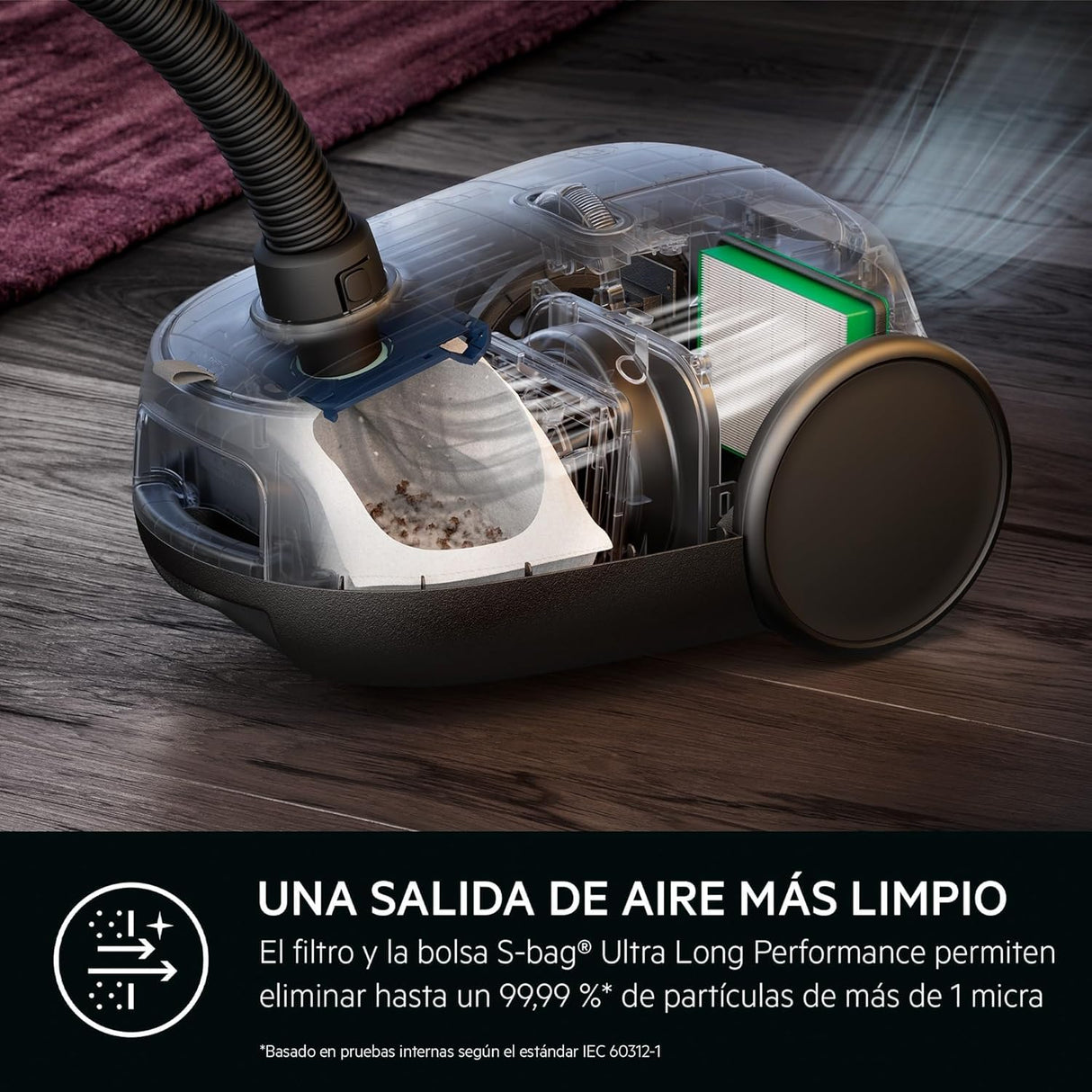 AEG Aspiradora de Trineo Con Bolsa AB61C2DBS, 850W, Filtro HEPA, Capacidad 3,5 L, Radio de Acción 12m, Ruedas XL, Cepillo Parketto, Boquilla 3 en 1, Incluye 1 bolsa, Azul