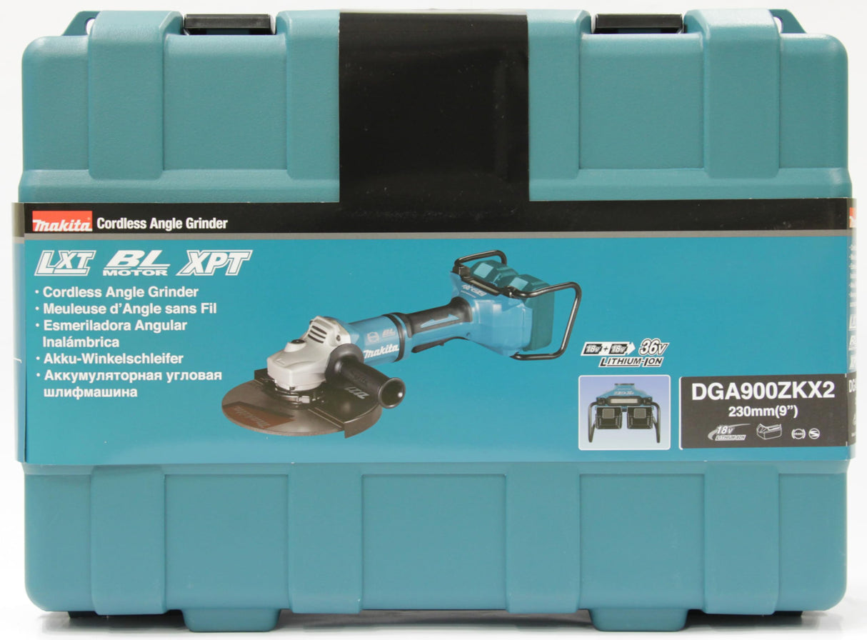 Makita DGA900ZKX2 - Amoladora angular inalámbrica (2 x 18 V, sin batería, sin cargador)