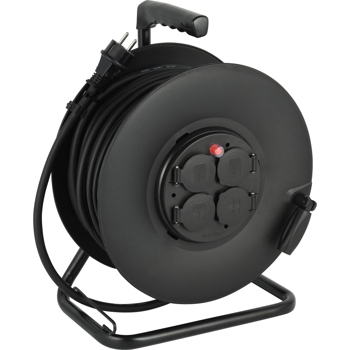 Electraline 20868130D - Cable alargador eléctrico IP44 profesional con bobinador de 40 m, cable de goma H07RN-F 3G2,5 mm², 4 enchufes 16A