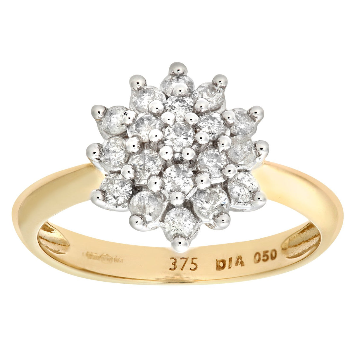Naava Anillo para Mujer de Oro Amarillo 9K con Diamantes Talla 22