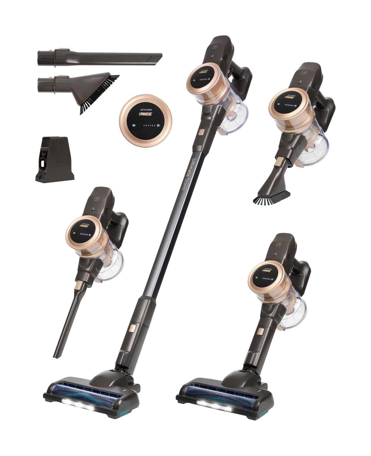 Princess Aspirador de Escoba - 27 kPa - 45 min - 2 en 1 - Motor BLDC - Especialmente diseñado para Pelo de Mascotas - Sin Cable - Sin Bolsa - Ligero - 3 velocidades - Accesorios incluidos - 339395