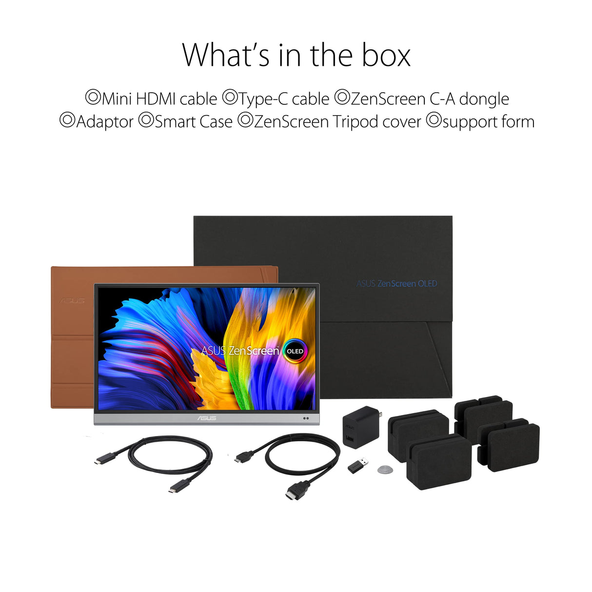 ASUS ZenScreen OLED MQ16AH - Monitor portátil de 15,6", 1080p, FHD, OLED, USB-C, HDMI, Smart Cover, Monitor Externo de Viaje para portátil, PC, Macbook, móvil, PS4, Switch