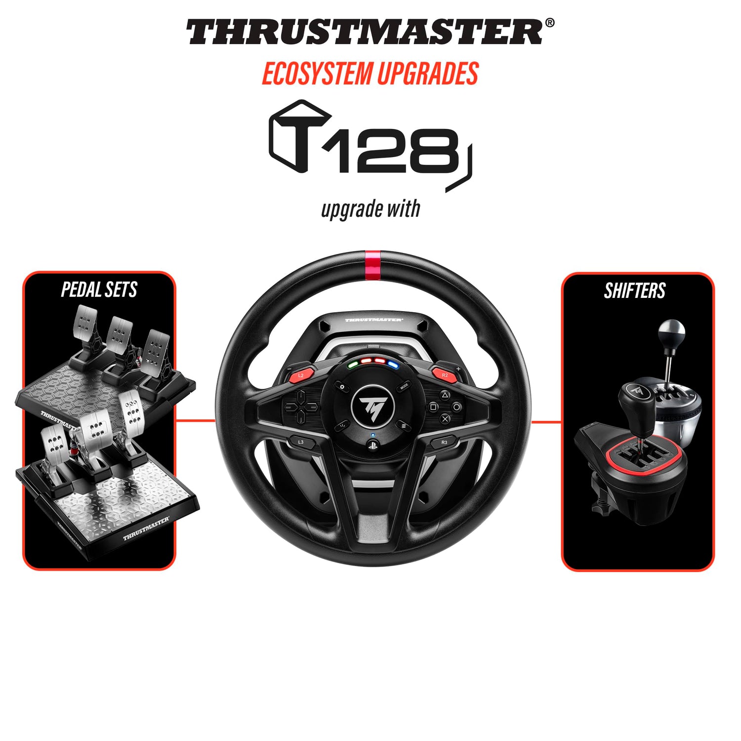 Thrustmaster T128, Volante de Carreras Force Feedback con Pedales Magnéticos, PlayStation 5, PlayStation 4, PC