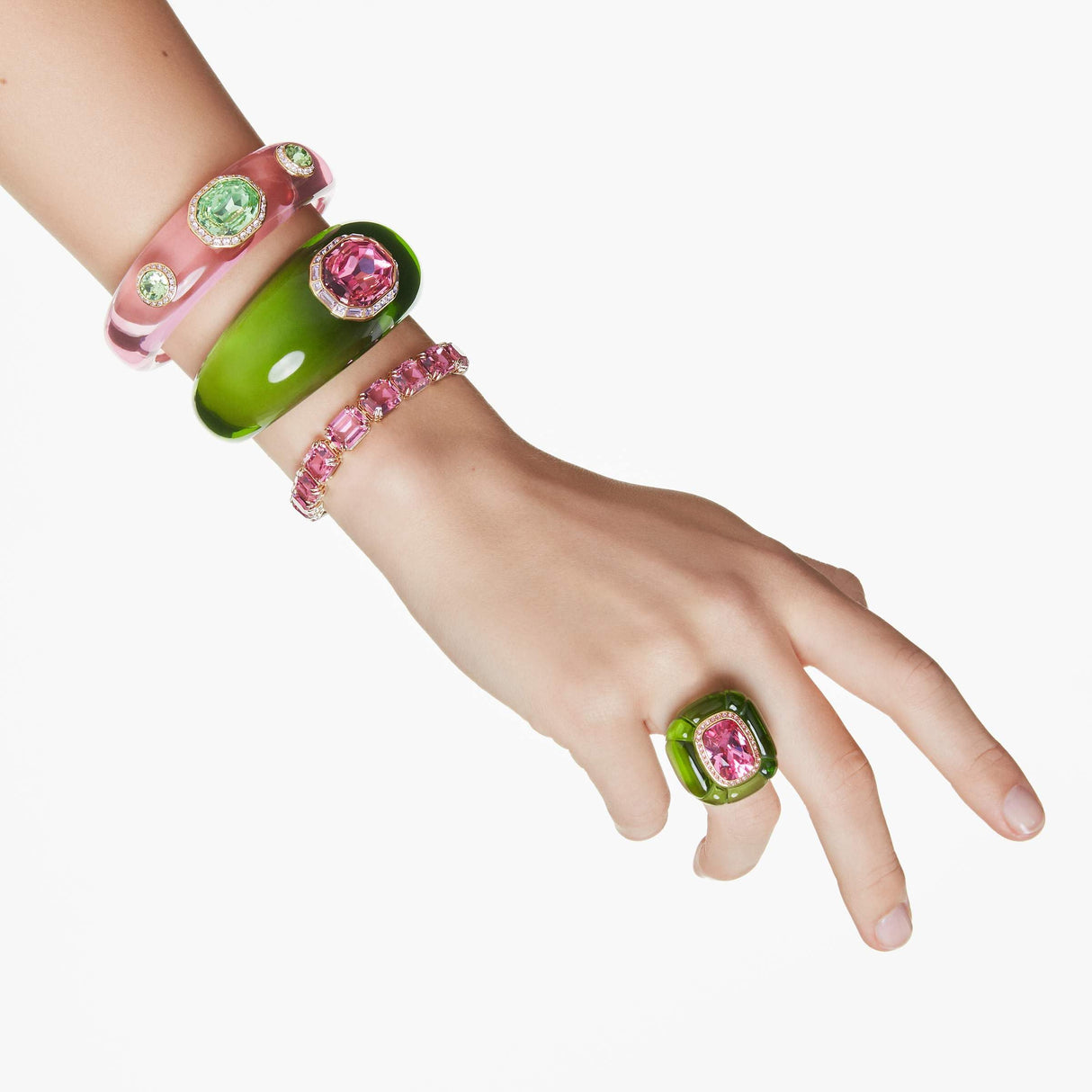 Swarovski Brazalete Dulcis, Tallas mixtas, Multicolor, Baño tono oro