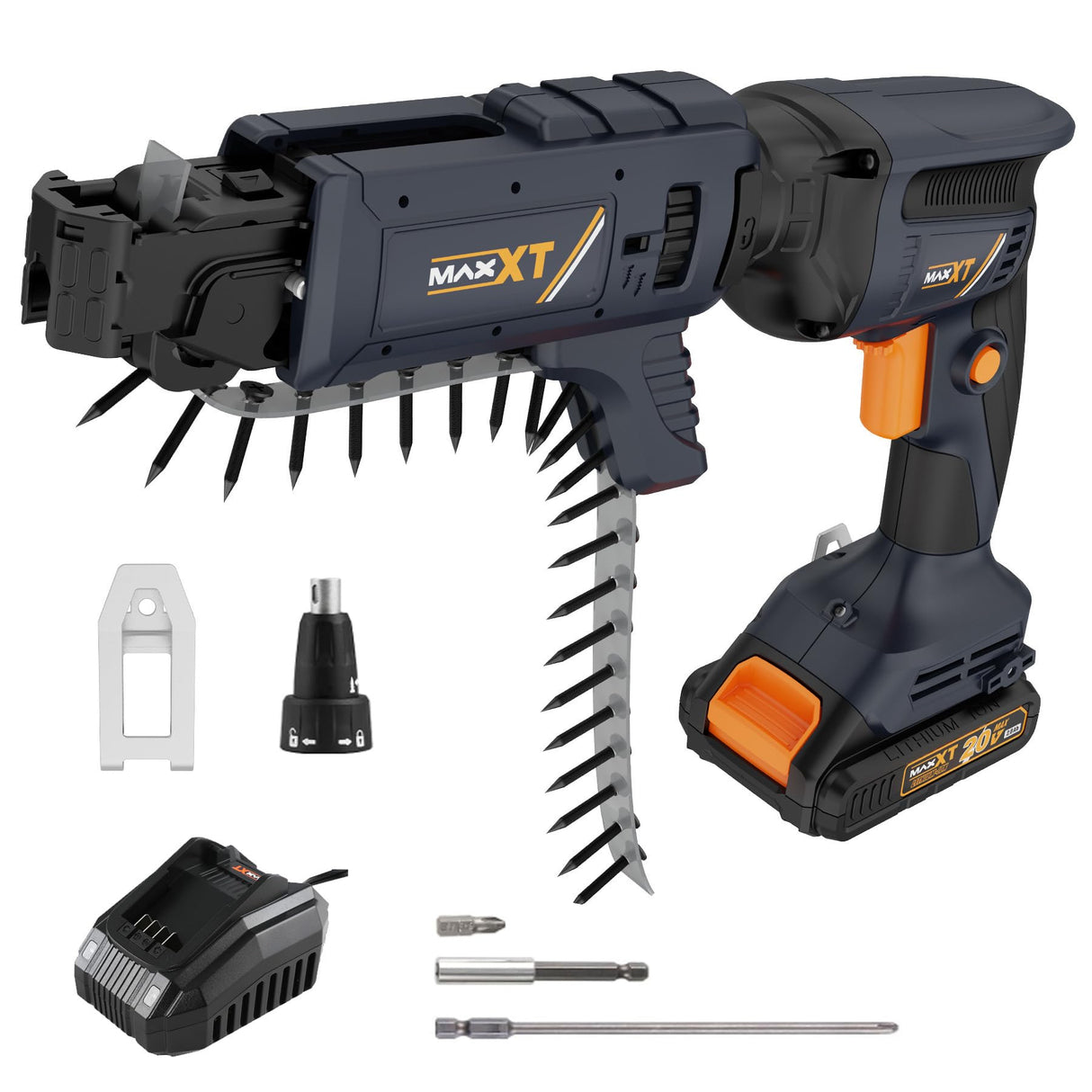 Atornillador Inalámbrico Drywall Professional, MAXXT 20V Pistola Atornilladora para Paneles de Yeso sin Escobillas Autofeed 5000RPM, Destornillador de Paneles de Yeso con Batería de 2.0Ah y Cargador