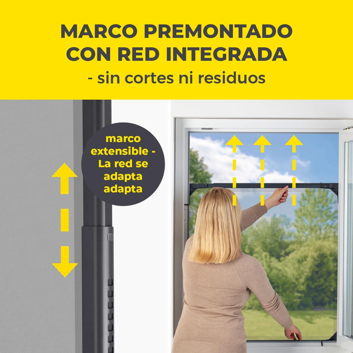 EASYmaxx Insect Protect | mosquitera telescópica | mosquitera ventana | con marco premontado | mosquitera extensible | red integrada | antracita | set de 4