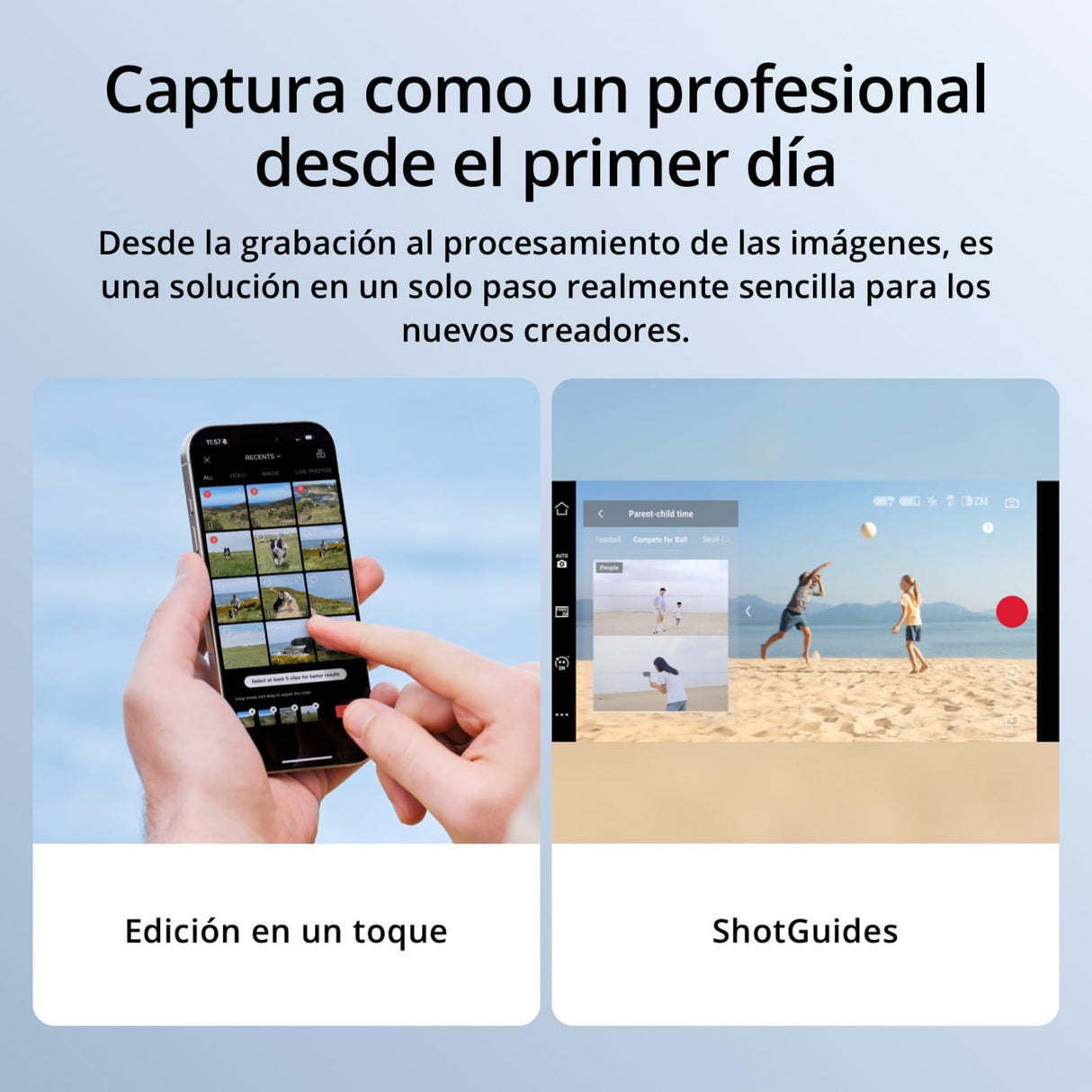 Estabilizador DJI Osmo Mobile 7 para iPhone, Android, Trípode integrado, Ultraligero, Estabilizador de teléfono de 3 ejes, ActiveTrack 7.0, ShotGuides, Edición con un toque, 10 horas de uso