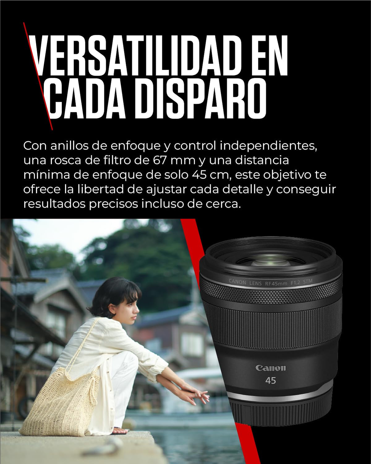 Canon Objetivo RF 45mm F1.2 STM - Objetivo Fijo con Apertura Superrápida f/1.2 | Ligero Fotografía de Retrato | Compatible con Cámaras Canon del Sistema EOS R