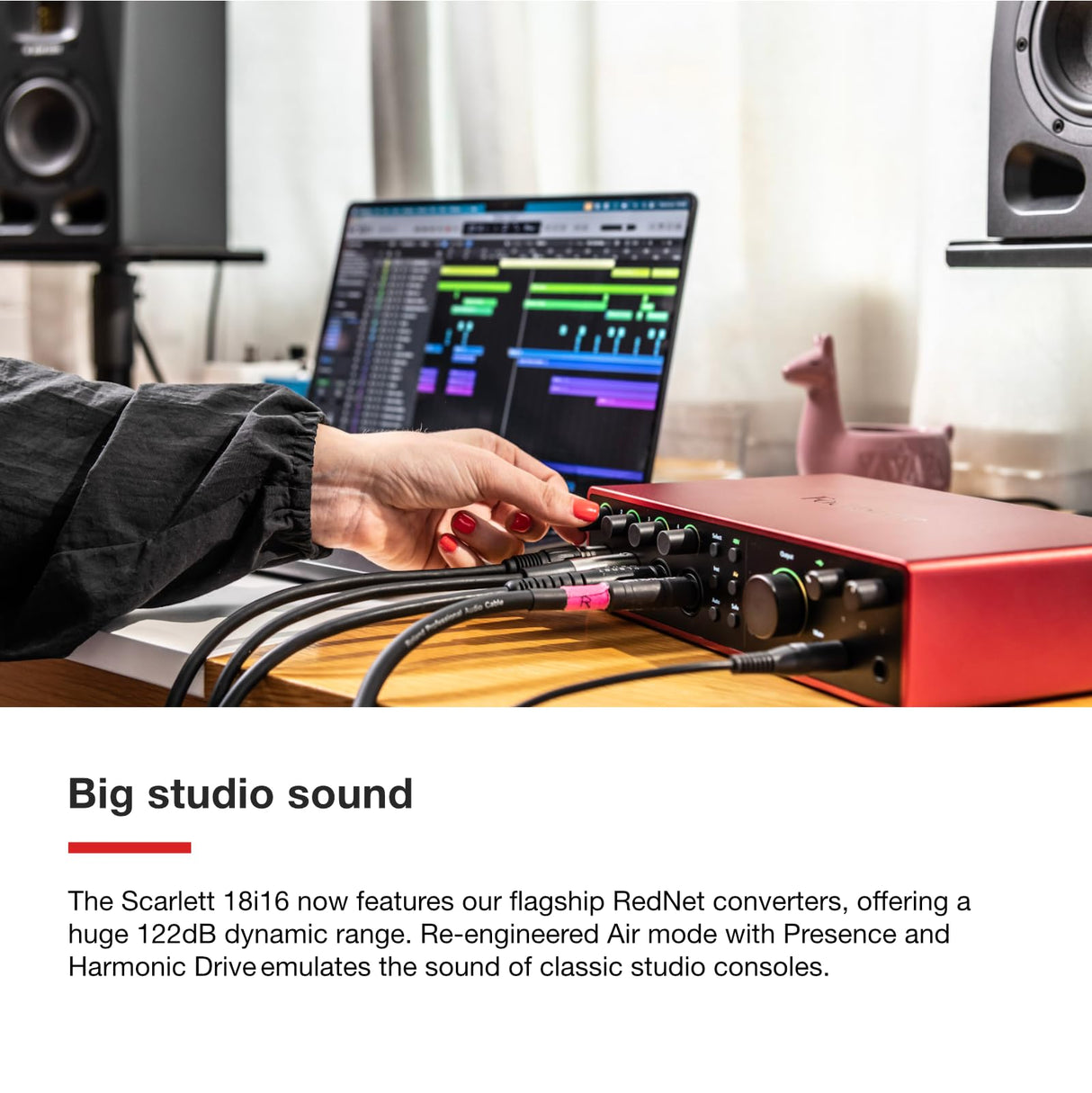 Focusrite Scarlett 18i16 interfaz de audio USB de 4.ª gen. para componer y producir música, grabar y crear pódcast. Grabación con sonido de estudio y alta fidelidad, más todo el software que necesitas