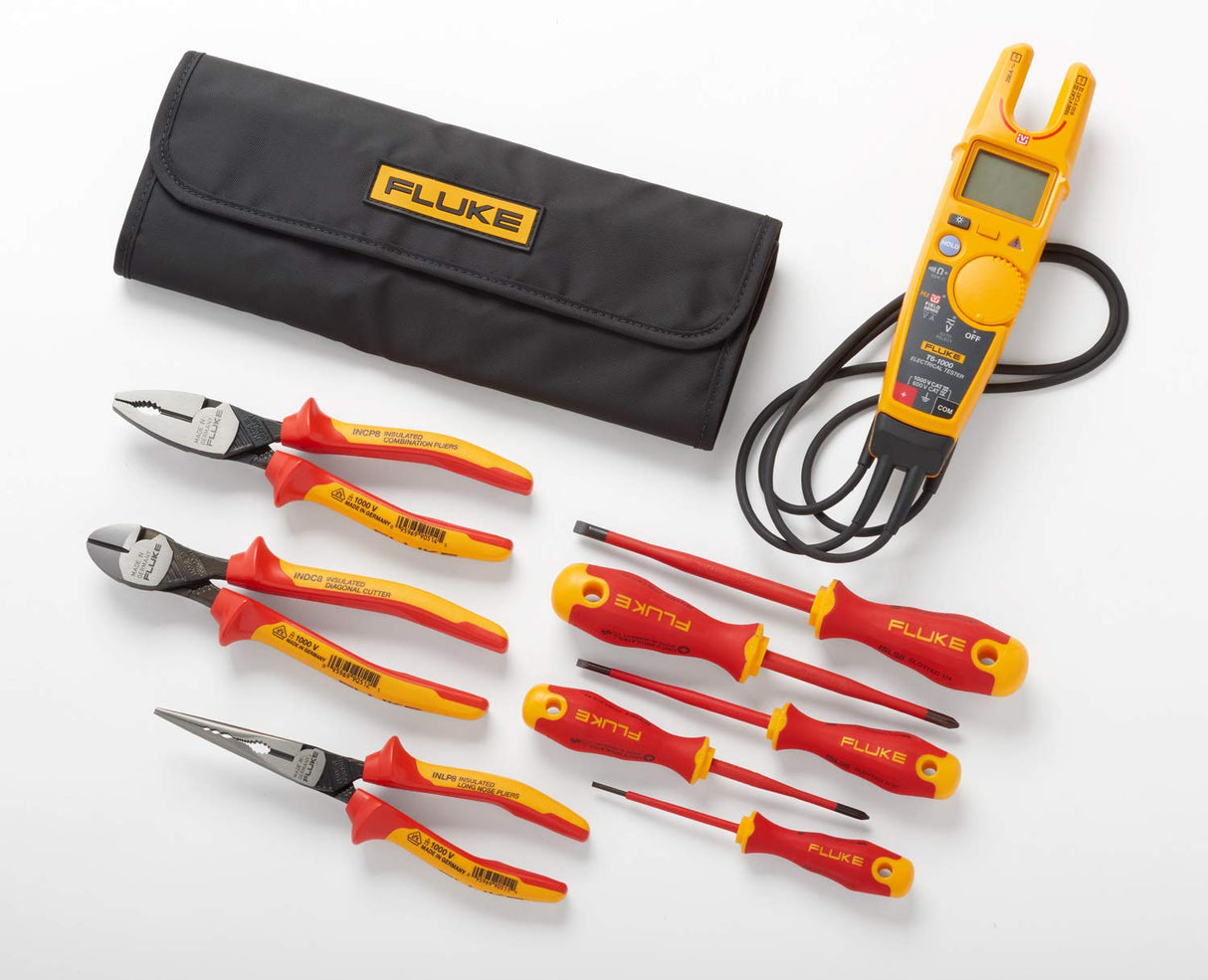 Fluke IBT6KEUR Comprobador eléctrico T6-1000 + Kit básico de herramientas de mano (5 destornilladores aislados y 3 alicates aislados)