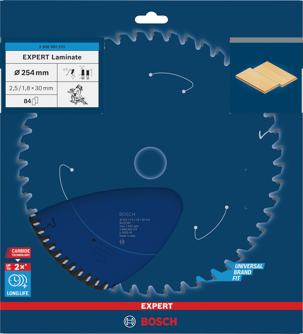 Bosch 1x Hoja de sierra circular EXPERT Laminate Corded (para Laminado, Ø mm, Professional Accesorios Sierra circular ingletadora con cable)