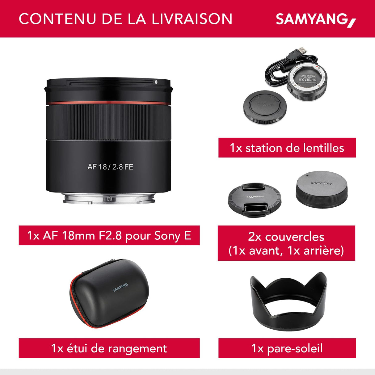 Samyang AF 18 mm F2,8 FE + estación de Lente para Sony E Mount Full Format & APS-C I Ultra Ligero Gran Angular con Enfoque automático rápido I Distancia Focal Fija para Sony Alpha A7C A7 III A6400