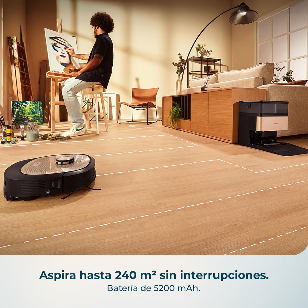Cecotec Robot Aspirador y Friegasuelos con Estación Autovaciado, IA y Láser Conga Z100 X-Treme. Navegación Láser e Inteligencia Artificial, 20000Pa, Fregado Profesional, Mopa Bimaterial XXL