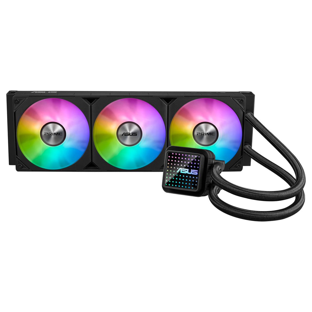 ASUS Prime LC 360 ARGB, Refrigerador líquido para CPU Todo en uno con Zona de Contacto con la CPU y Canales con Aletas, Bloque de Agua con Lentes de Espejo Infinito y Ventiladores ARGB