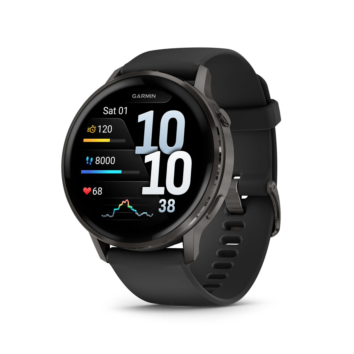 Garmin Venu 4, 45 mm, Smartwatch Premium con GPS, Pantalla táctil AMOLED, Diseño de Acero Inoxidable, Linterna LED, Funciones avanzadas de Salud y Forma física, 14 días de autonomía, Negro