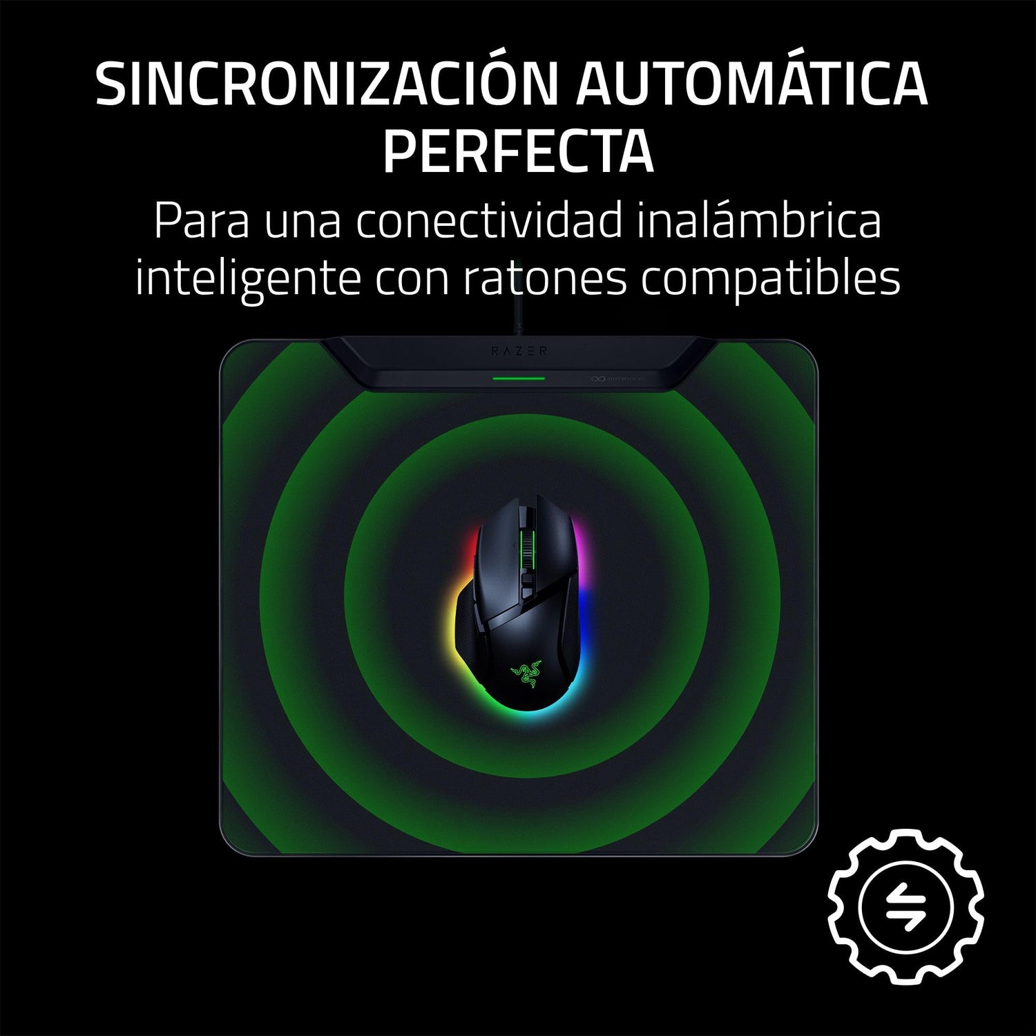 Razer HyperFlux V2 - Sistema de Alfombrilla de Carga inalámbrica para Ratones de Juego - Alfombrilla de ratón de Juego y Disco de Carga (indicador LED de Carga, pies de Goma Antideslizantes) Negro