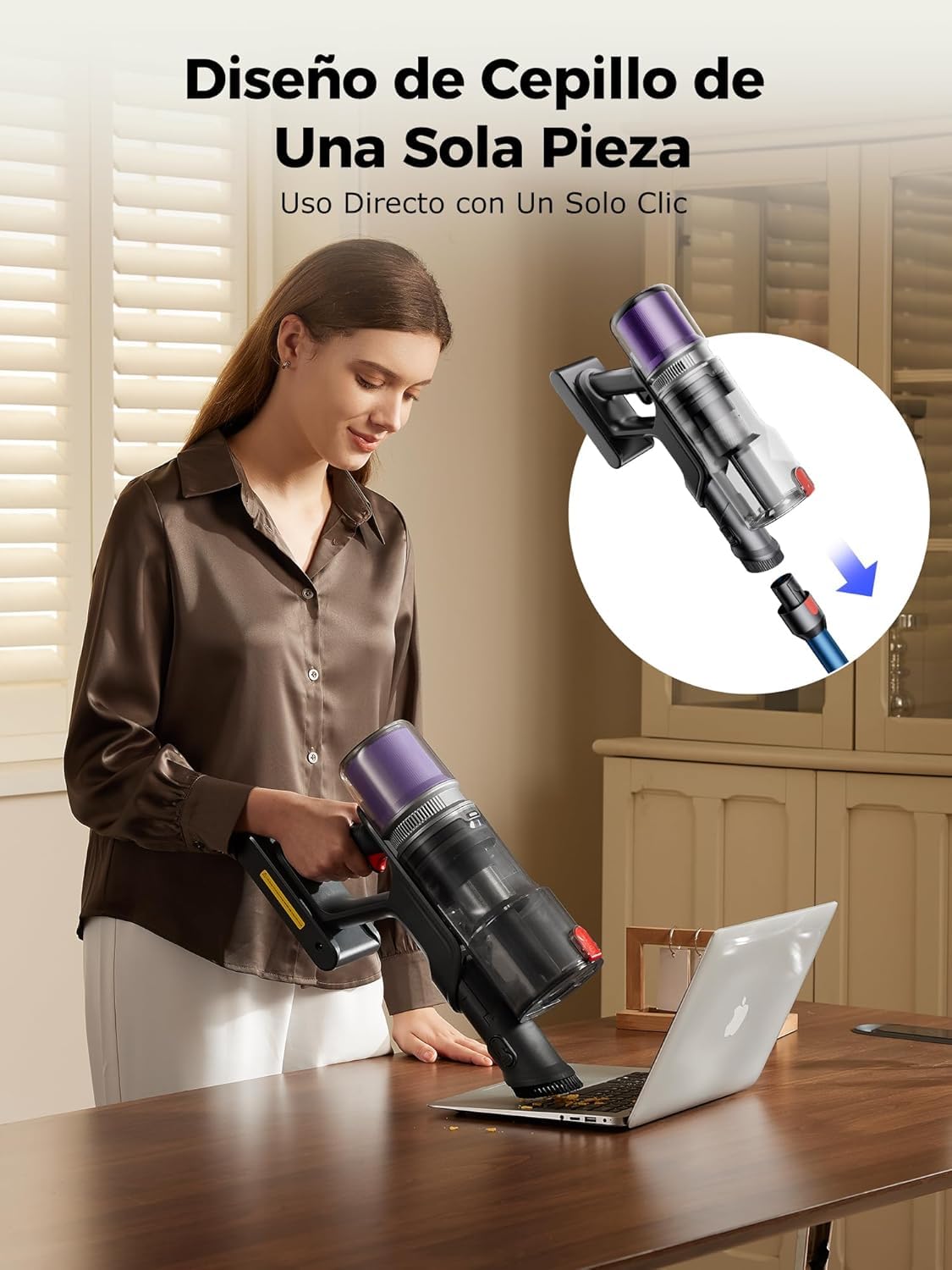 Proscenic P16 Aspiradora sin Cable 55Kpa/550W/65Mins, Aspiradora Escoba Vertical con Tubo Plegable, Cepillo Anti-Enredo y Pantalla Táctile LED para Suelo/Alfombra/Pelos de Mascotas