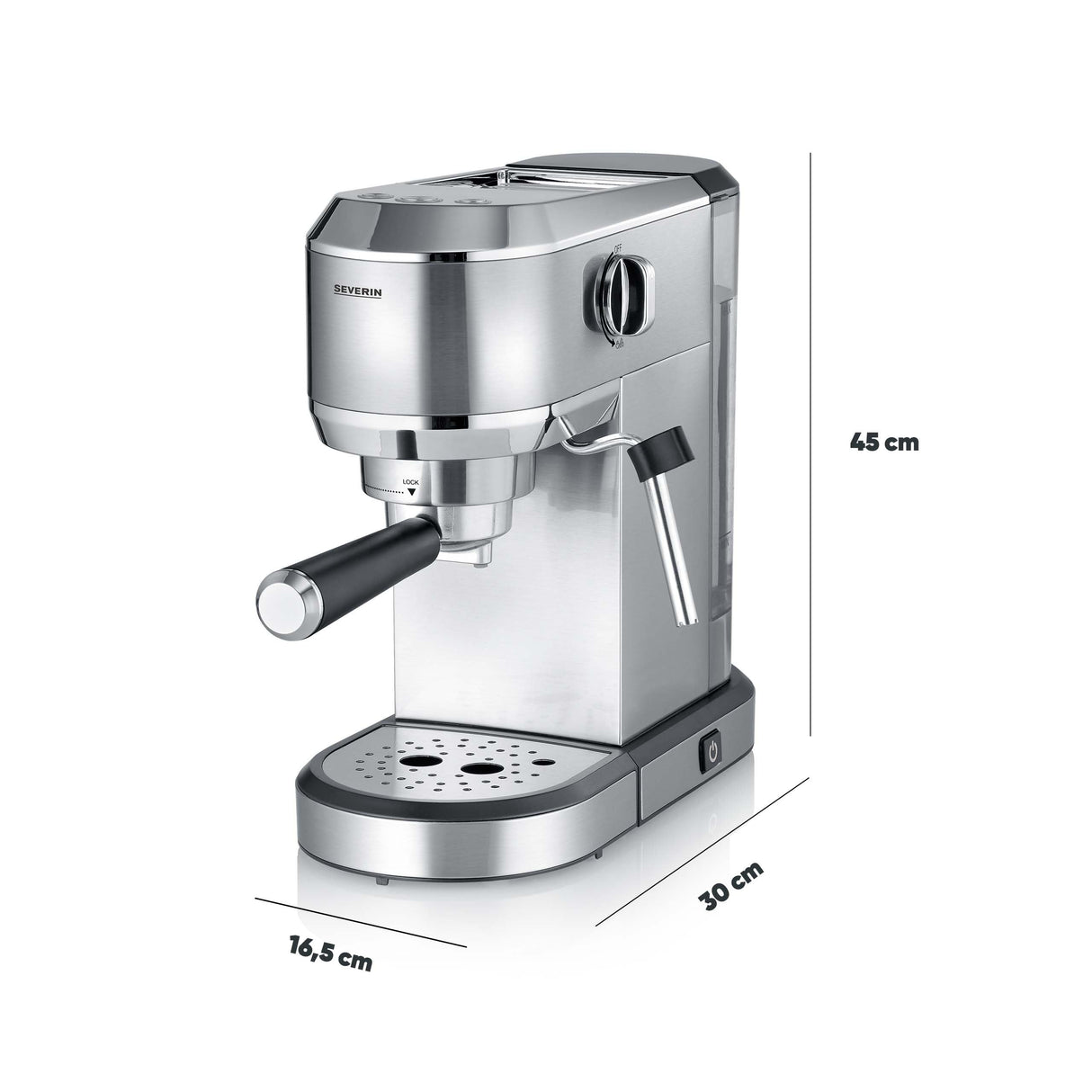 SEVERIN Máquina de café espresso Newspresa, máquina de portafiltro, bomba ULKA con 20 bares, boquilla espumadora de leche, depósito de agua de 1 L, para una o dos tazas, acero inox 1.350 W, KA 5997