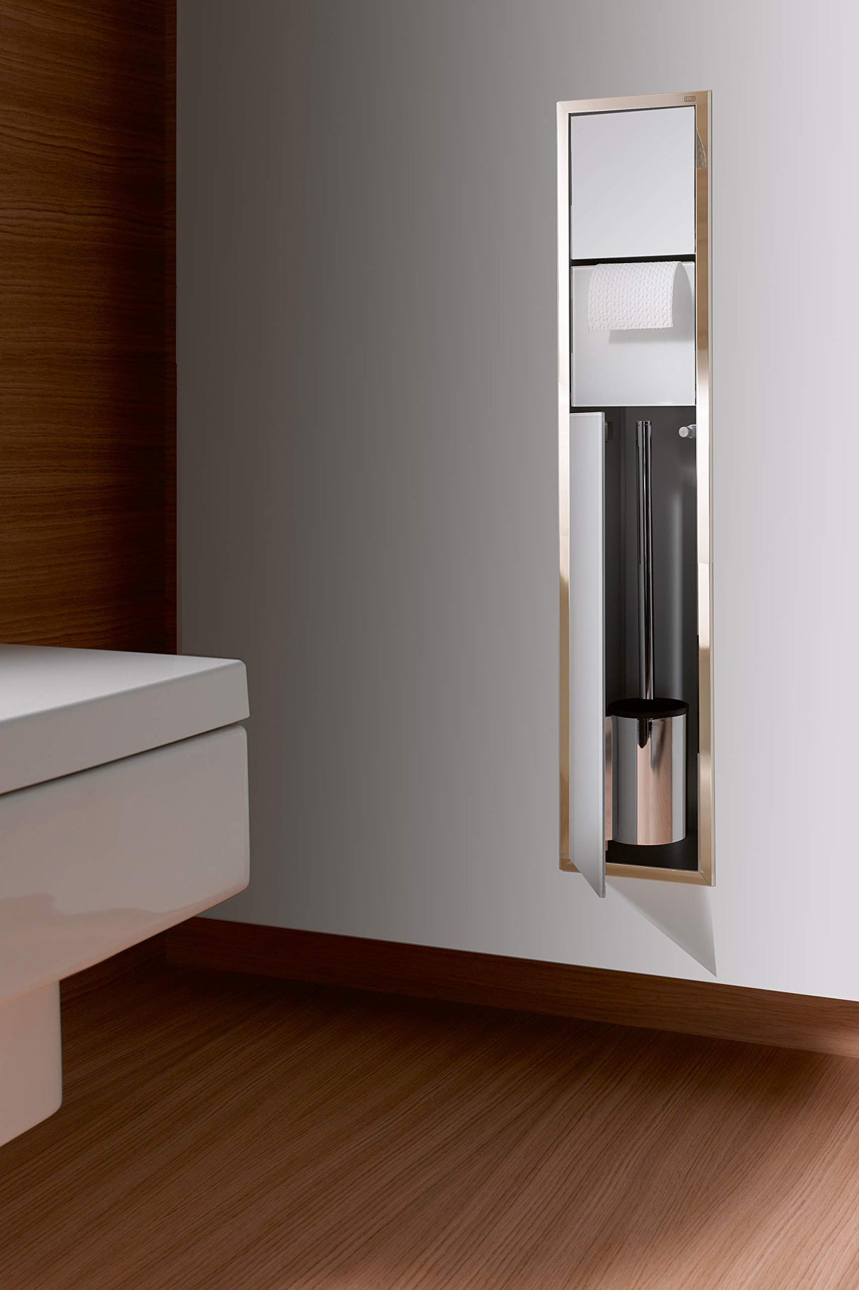 Emco Asis 150 975027850 - Armario de baño para empotrar (Cromo/Cristal Blanco, bisagra de Puerta a Elegir)