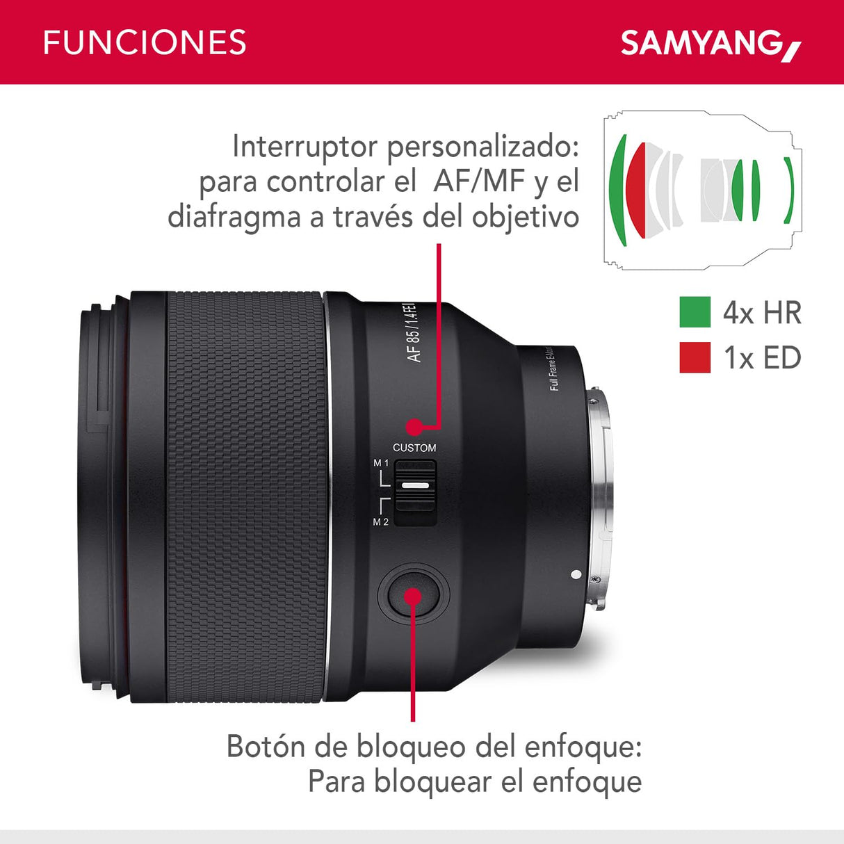Samyang AF 85mm F1.4 II FE para Sony E - lente de retrato APS-C y formato completo con enfoque automático distancia focal fija para cámaras sin espejo con sistema Sony E Mount