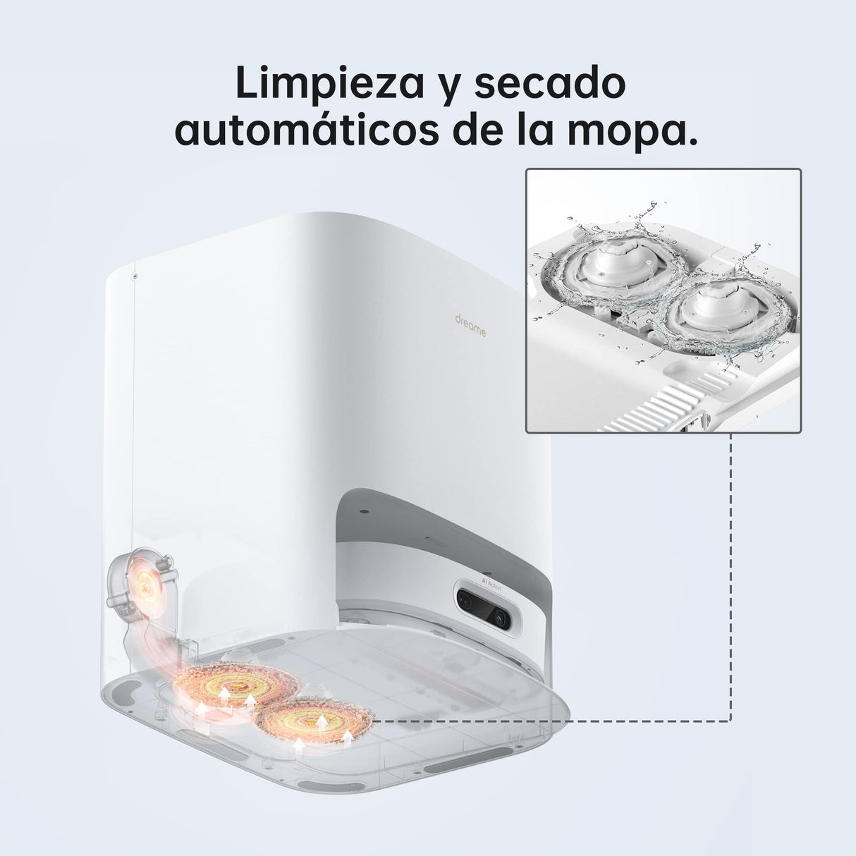 Dreame W10 Pro Robot Aspirador y Fregasuelos con Estación de Autolimpieza Automática, Potencia Succión 4000 Pa, Detección de Obstáculos 3D, Mapeo de navegación Lidar, WiFi/App/Alexa, Color Blanco