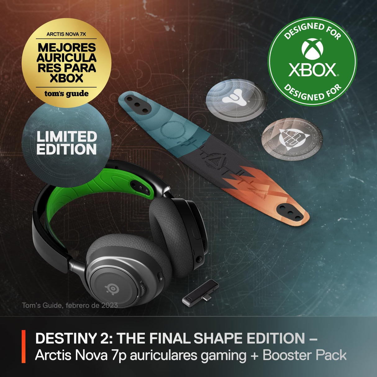 Steelseries Arctis Nova 7X Wireless Auriculares - Destiny 2 Final Shape Edition - Objetos - 2,4GHz + Bluetooth - Batería USB-C - Xbox, PC, PS