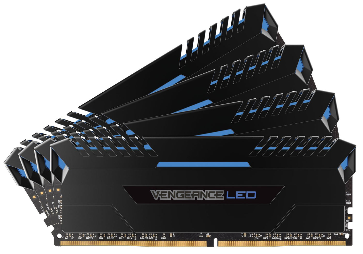 Corsair Vengeance LED - Kit de Memoria Entusiasta de 64 GB (4 x 16 GB, DDR4, 3200 MHz, C16, XMP 2.0) Negro con Azul LED iluminación