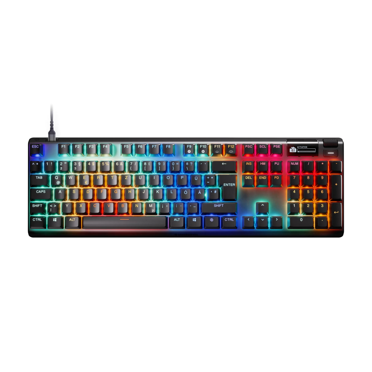 SteelSeries Apex Pro Gen 3 - Teclado Gaming HyperMagnetic - Interruptores OmniPoint 3.0 - Accionamiento Ajustable - Rapid Trigger - Preajustes - Modo protección - Rapid Tap - USB-C - DE Layout QWERTZ