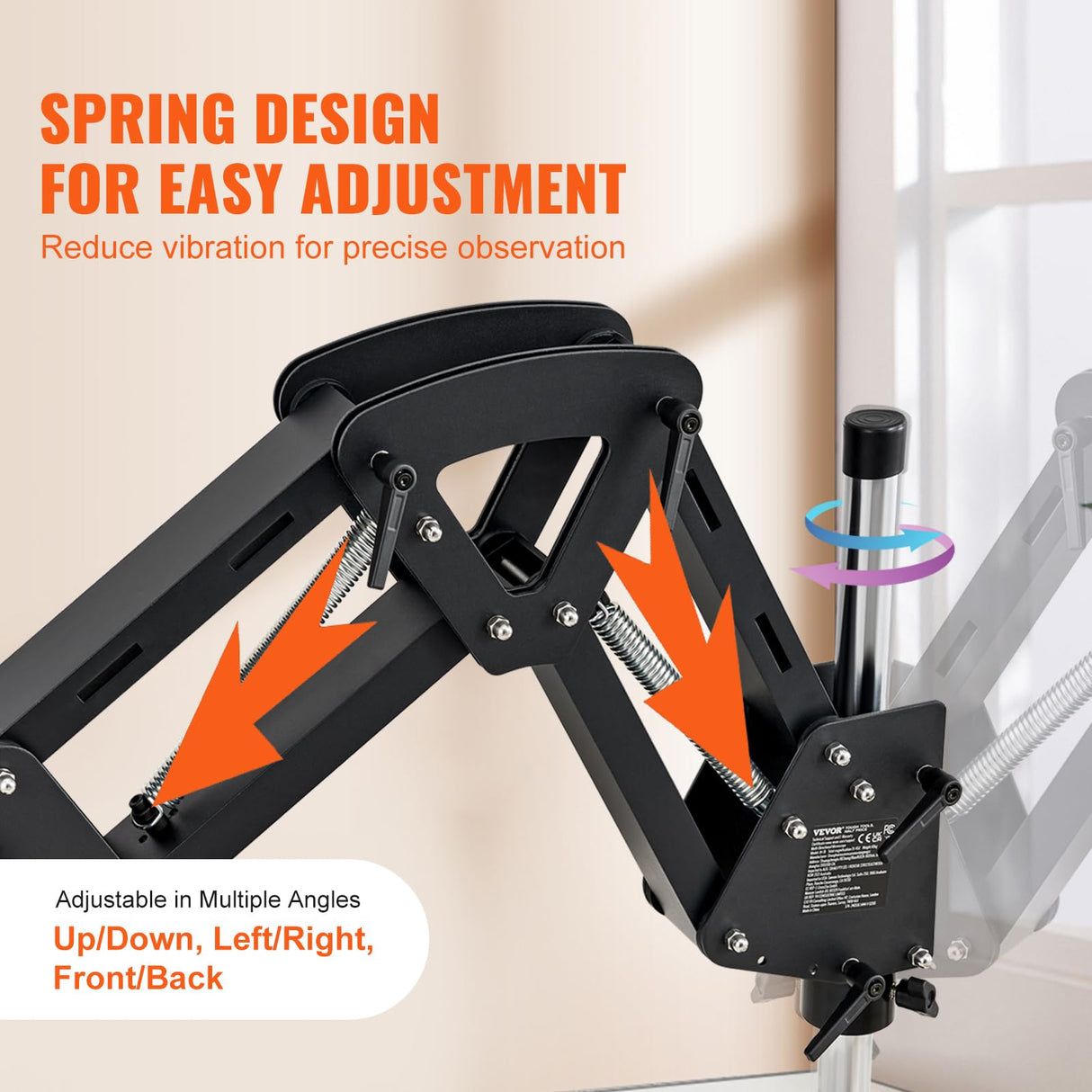 VEVOR Microscopio multidireccional con Soporte de Resorte, microscopio de joyería con Aumento de 7X-45X, Soporte para Incrustaciones de microjoyas con luz LED de Anillo USB integrada