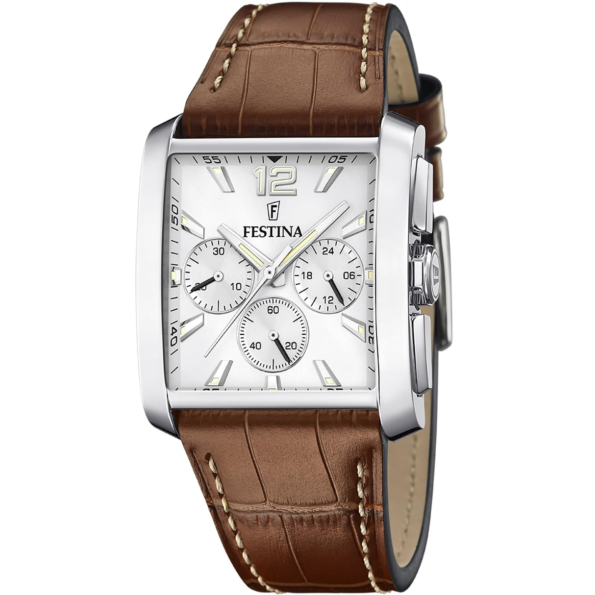 Festina Reloj Hombre F20636/1 Timeless Chronograph Caja de Acero Inoxidable 316l Plateado Correa de Cuero Marrón