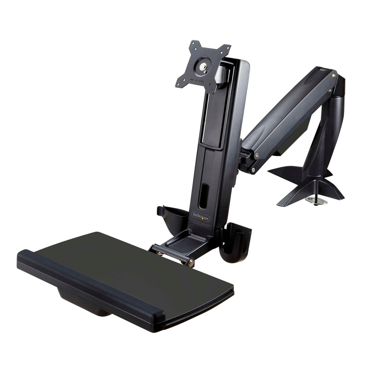 StarTech.com Brazo de Soporte de Pie y Sentado - Brazo Ajustable de Montaje en Escritorio de Pie o Sentado para Un Monitor VESA de hasta 27" - Ergonómico Articulado para Escritorio de Pie (ARMSTSCP1)