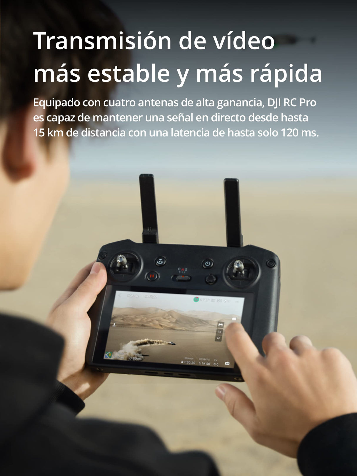 DJI RC Pro - Control Remoto de Alto Rendimiento para DJI Mavic 3 Classic, DJI Mavic 3, DJI Mavic 3 Cine, DJI Mini 3 Pro, DJI Air 2S, Alcance de transmisión de 15 km, Ideal para Uso en Exteriores