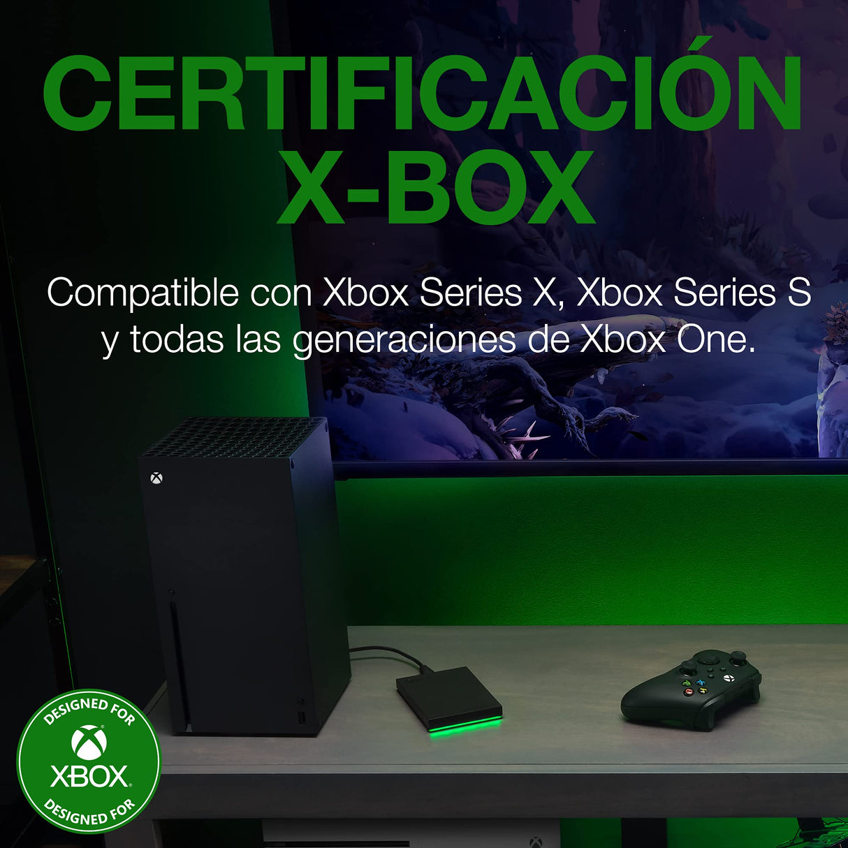 Seagate Game Drive for Xbox 5TB, Unidad de disco duro (HDD) externa portátil, USB 3.2 Gen 1, negra, certificación Xbox, LED RGB, Rescue Services (STKX5000100)