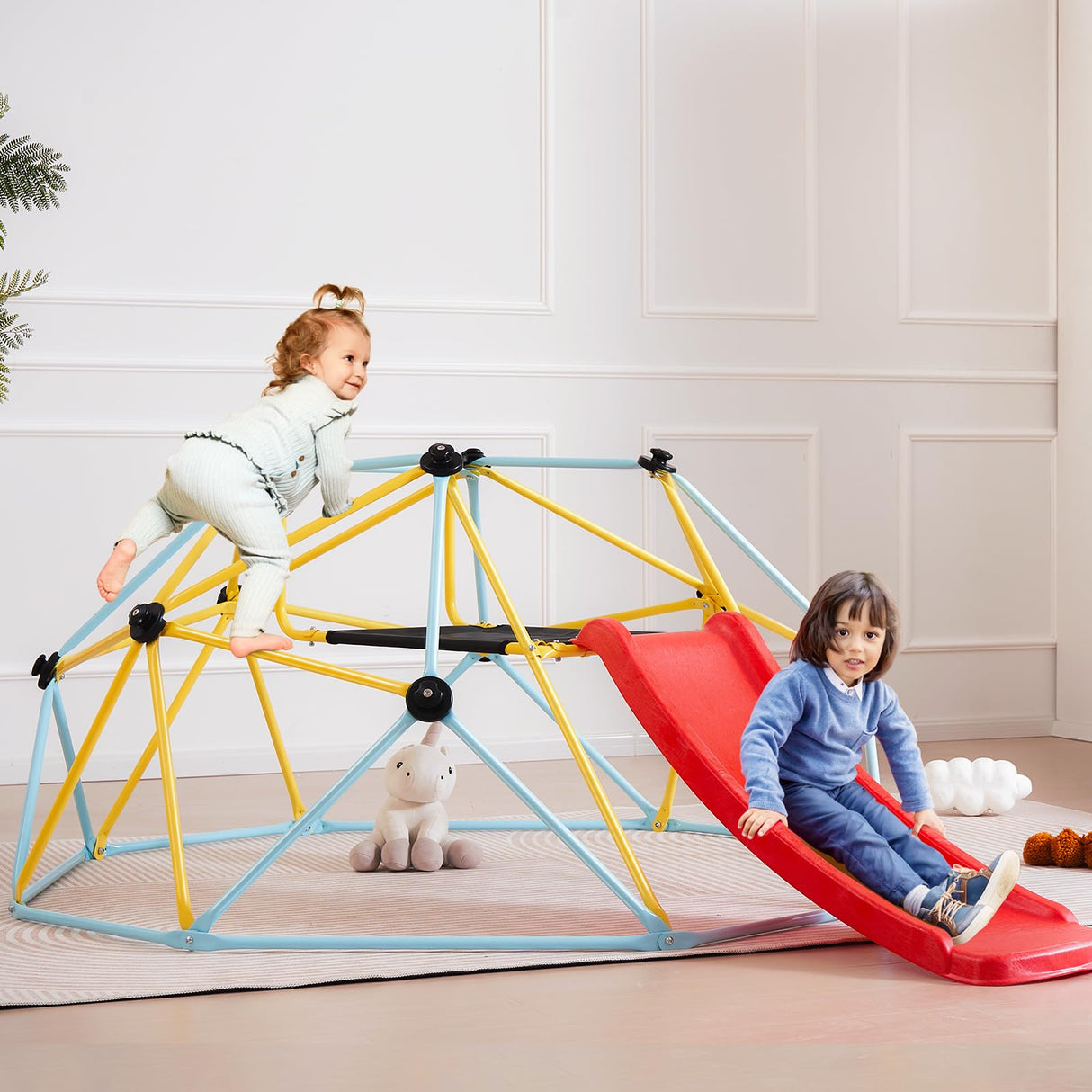 VEVOR- Escalador de cúpula, Color Blue+Yellow, 72 x 96 x 36 in / 183 x 244 x 91.5 cm (8FT Climbing Dome)